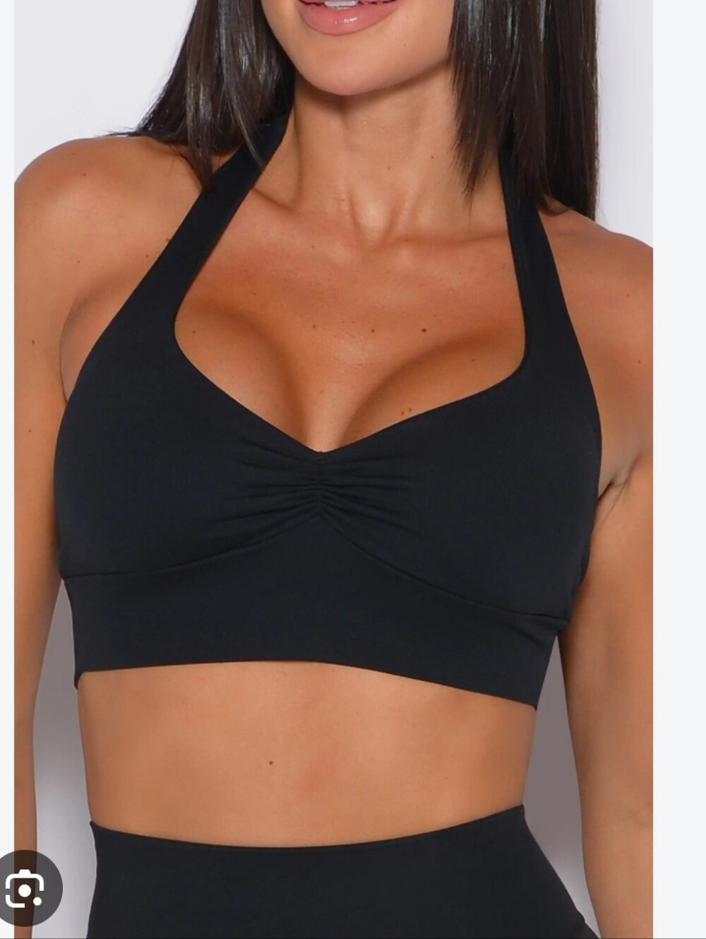 Bombshell Sportswear Black Ruched Racerback Sports Bra